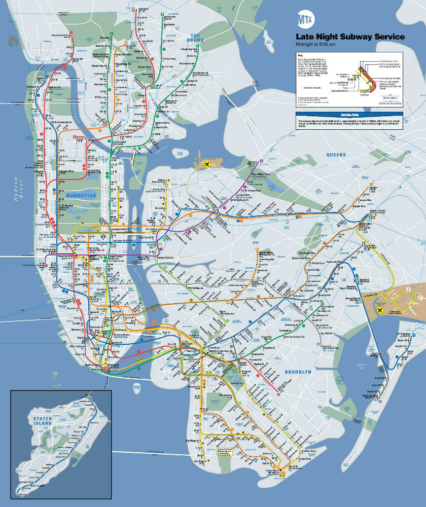 Plan / Carte Metro New York la Nuit